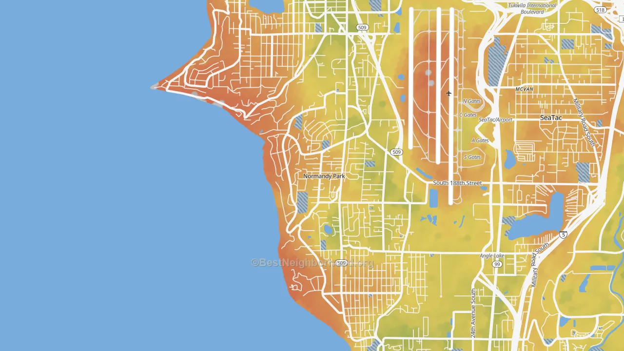 Bike Grade map of Normandy Park, WA
