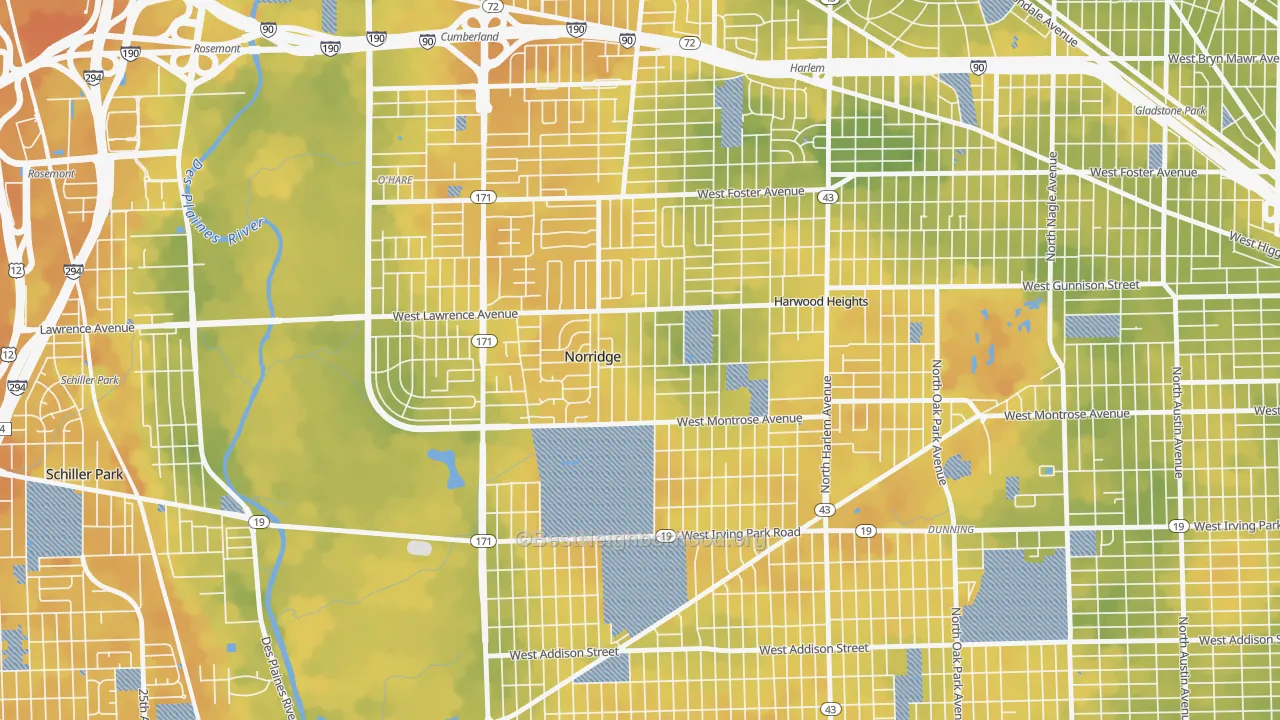 Bike Grade map of Norridge, IL