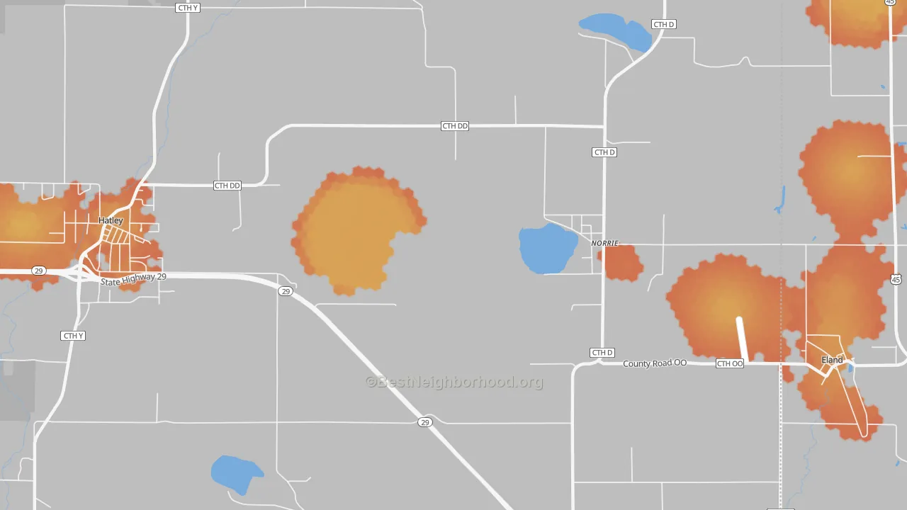 Bike Grade map of Norrie, WI