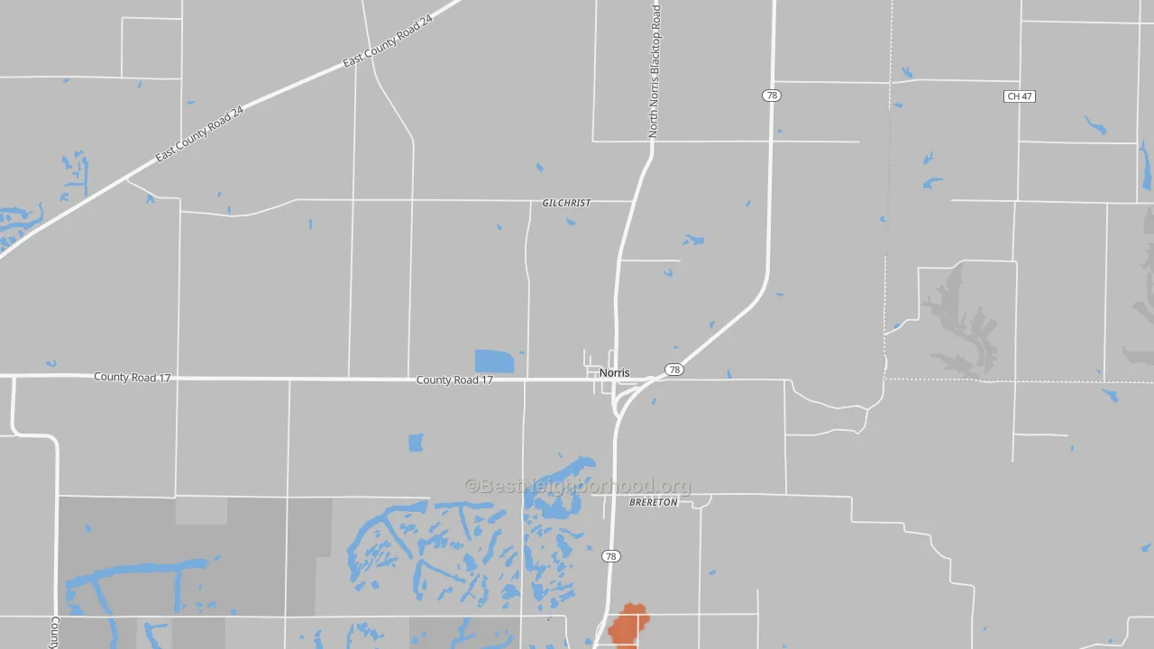 Bike Grade map of Norris, IL