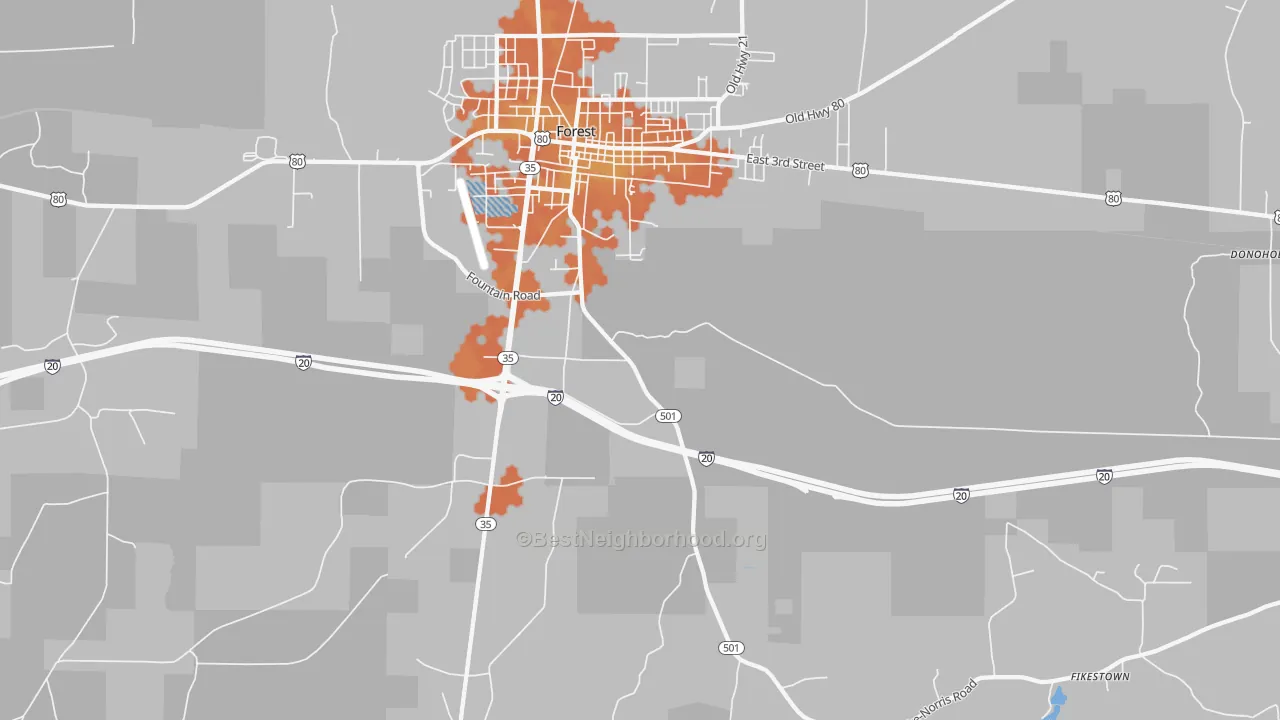 Bike Grade map of Norris, MS