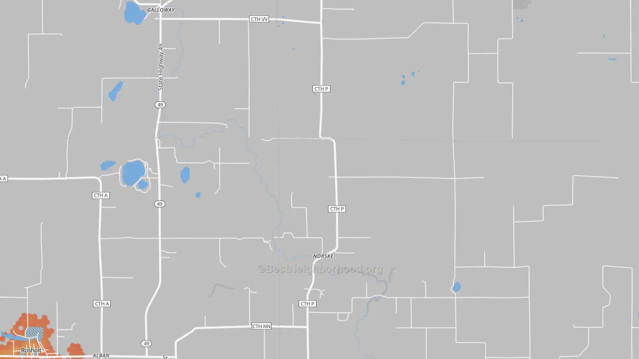 Bike Grade map of Norske, WI