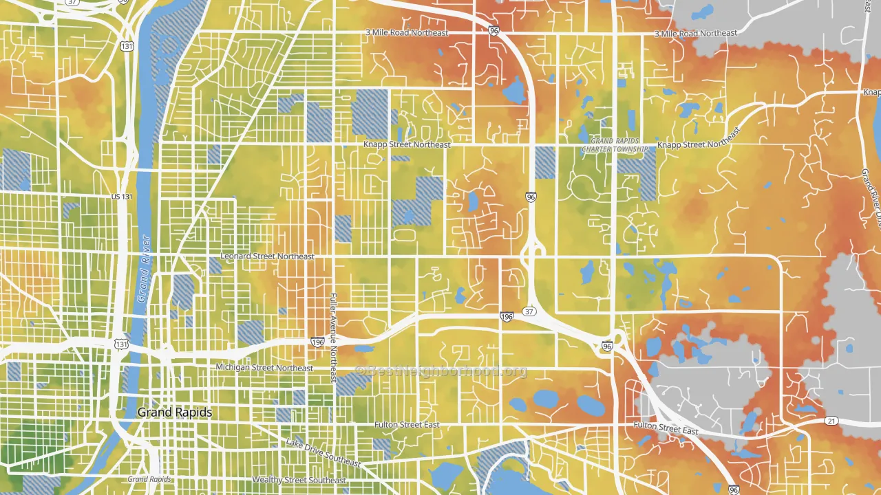 Bike Grade map of Norteast Citizens Action, Grand Rapids, MI