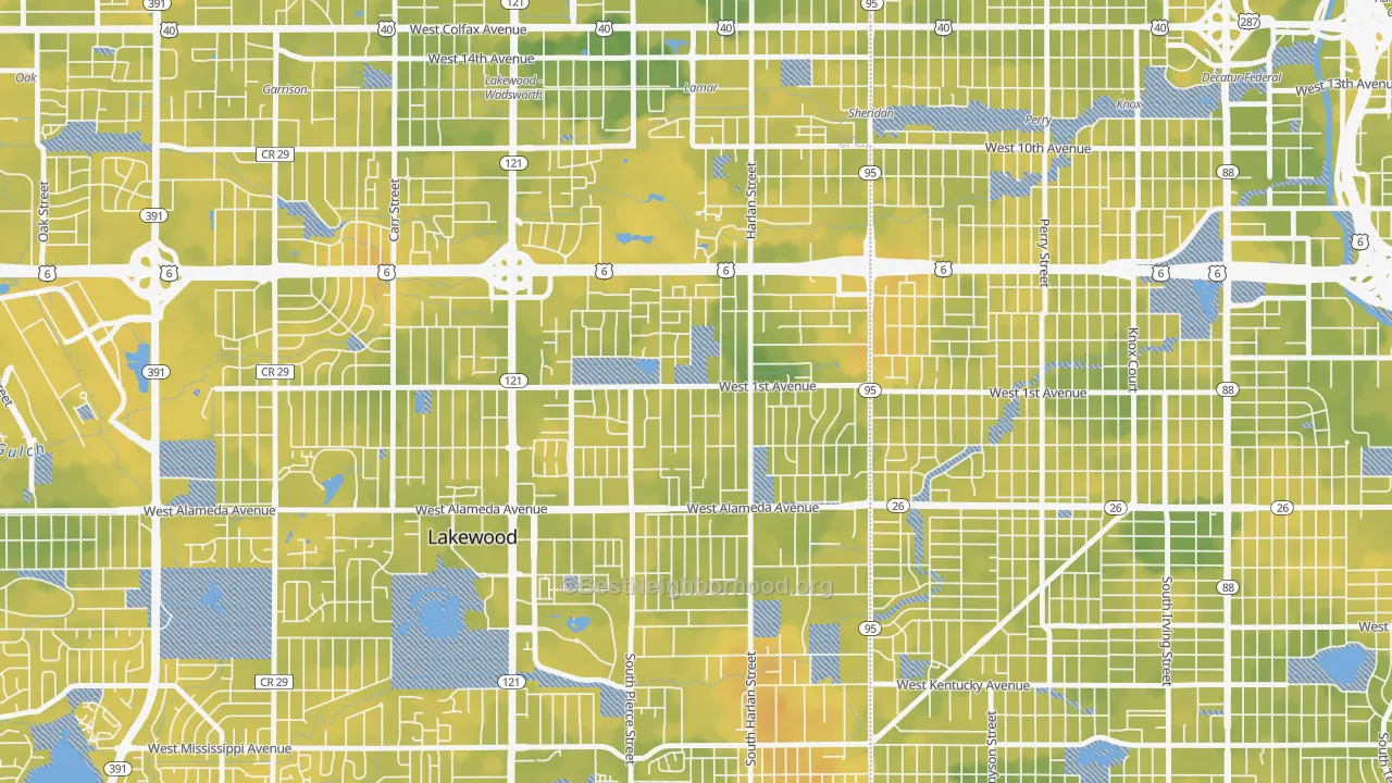 Bike Grade map of North Alameda, Lakewood, CO
