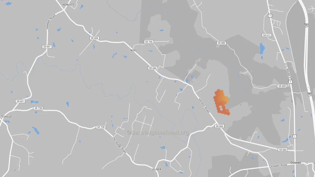 Bike Grade map of North Anna, VA
