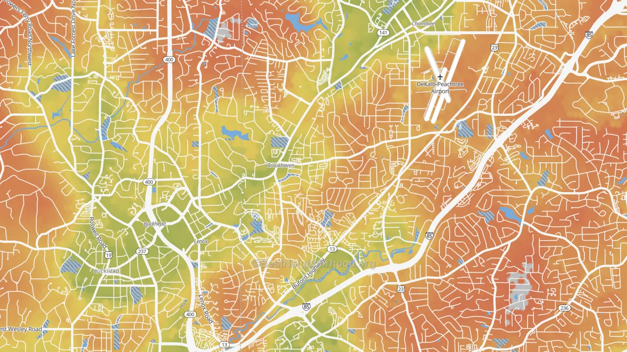 Bike Grade map of North Atlanta, GA