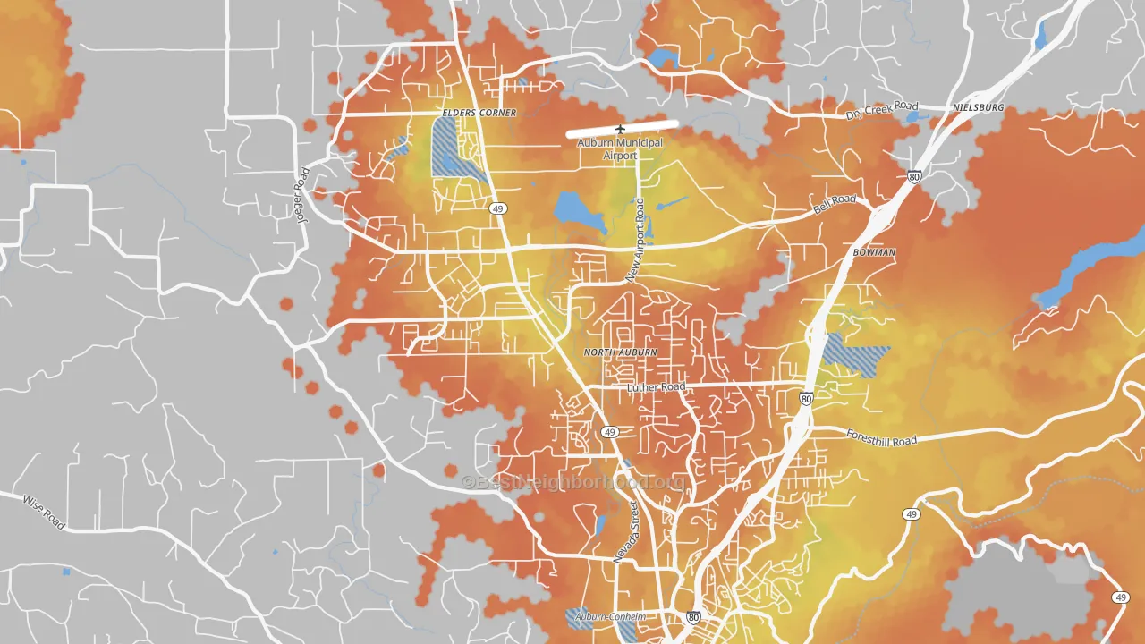 Bike Grade map of North Auburn, CA