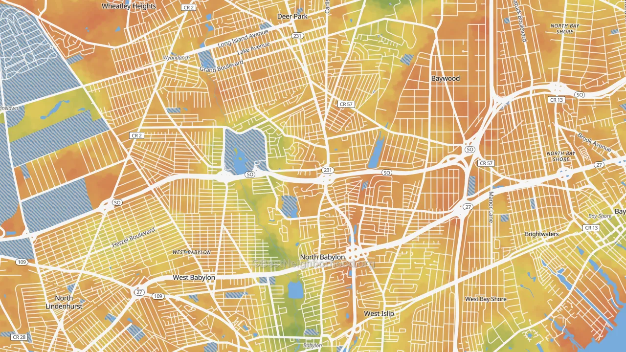 Bike Grade map of North Babylon, NY