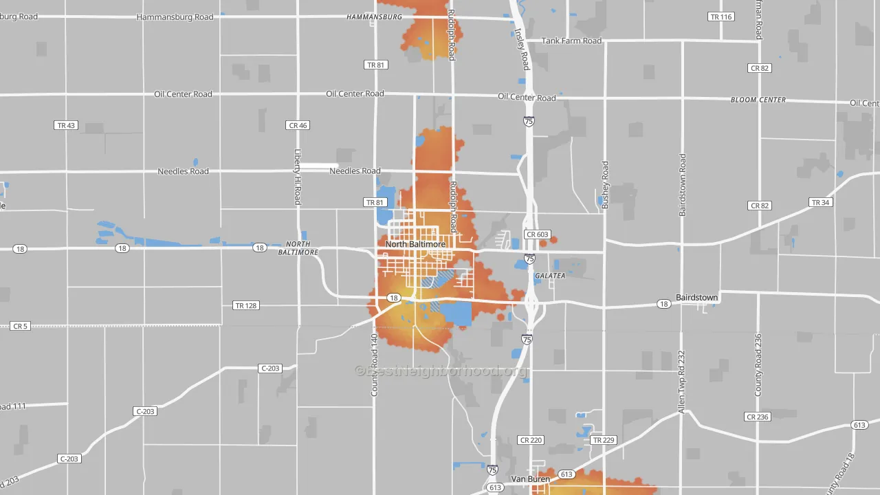 Bike Grade map of North Baltimore, OH