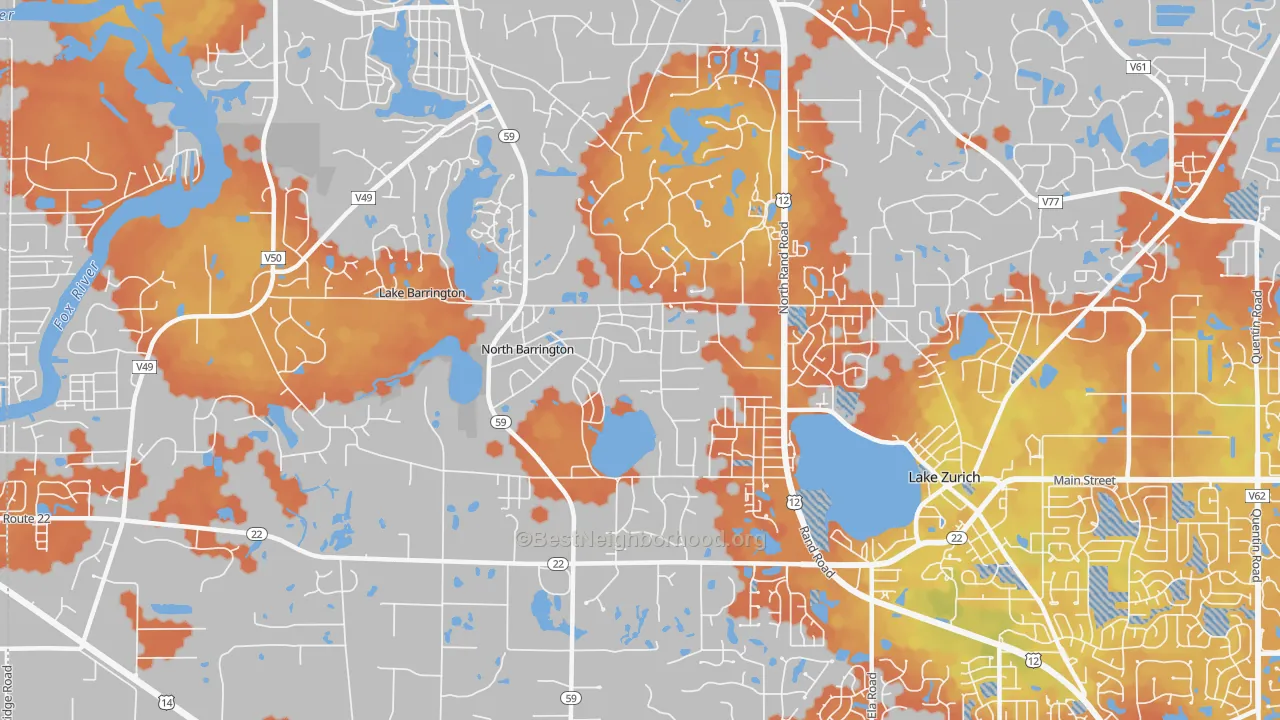 Bike Grade map of North Barrington, IL