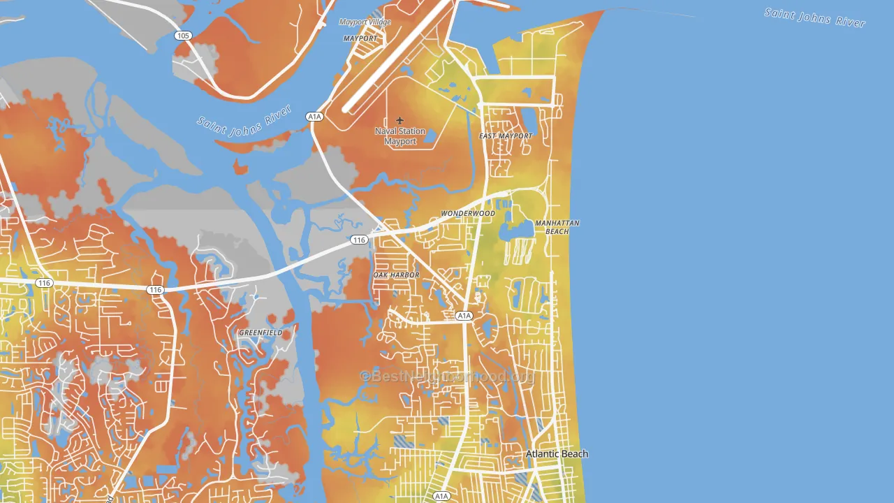 Bike Grade map of North Beach, Atlantic Beach, FL