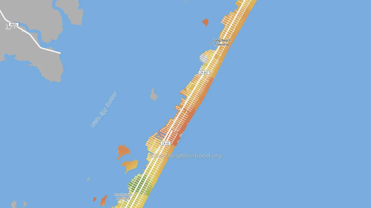 Bike Grade map of North Beach Haven, NJ
