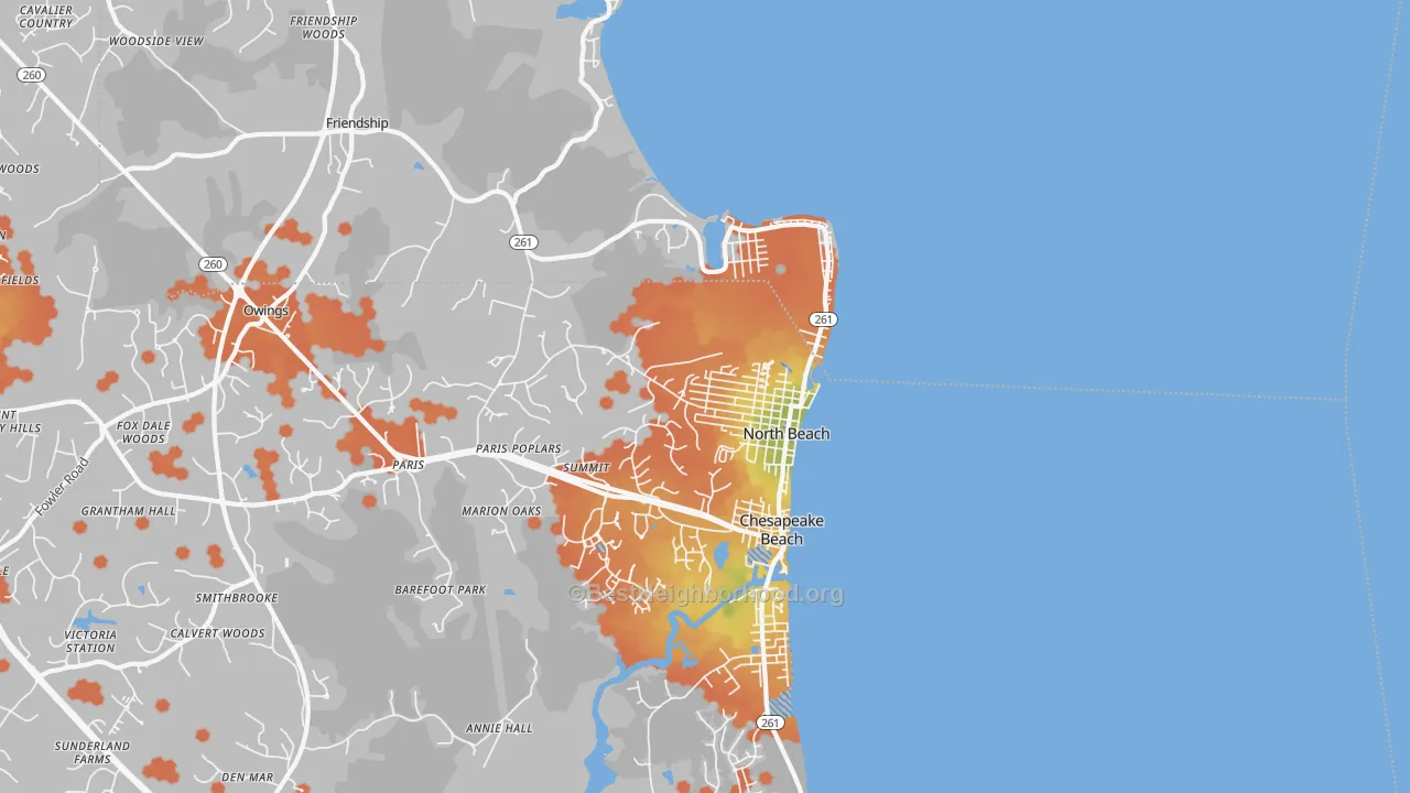 Bike Grade map of North Beach, MD