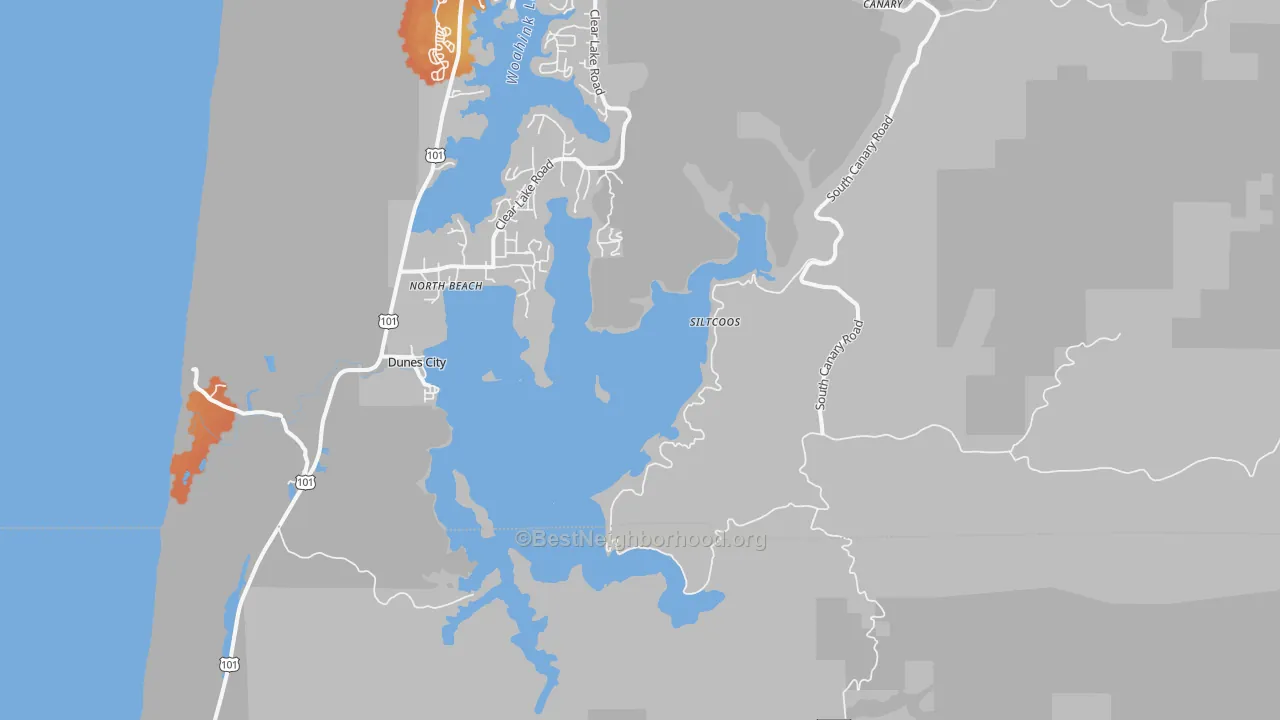 Bike Grade map of North Beach, OR