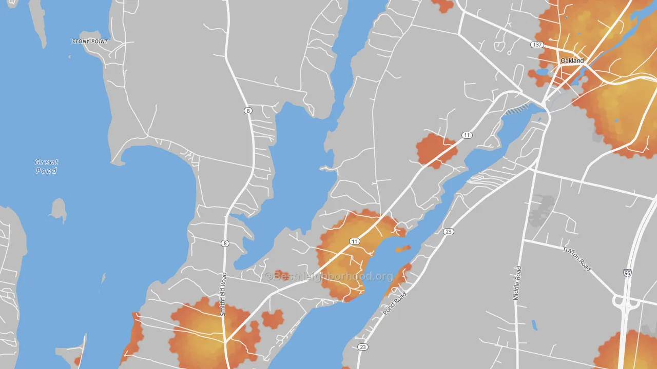 Bike Grade map of North Belgrade, ME