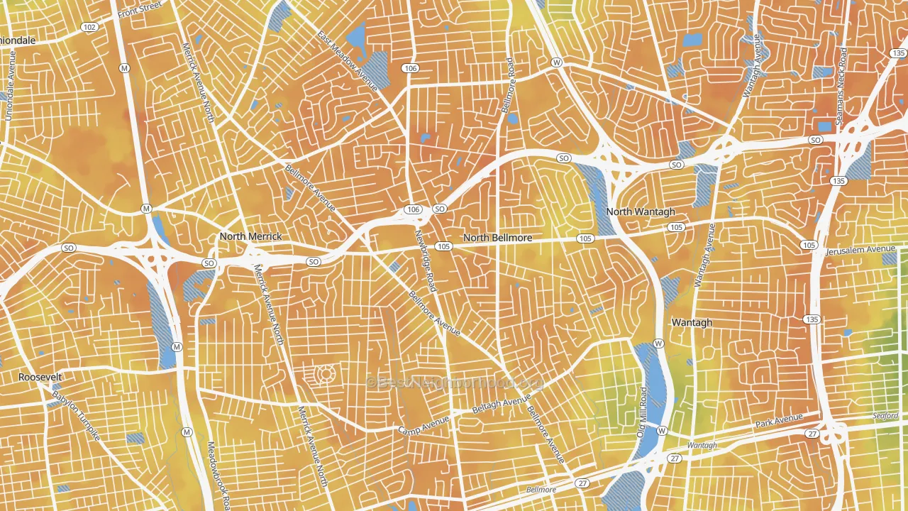Bike Grade map of North Bellmore, NY