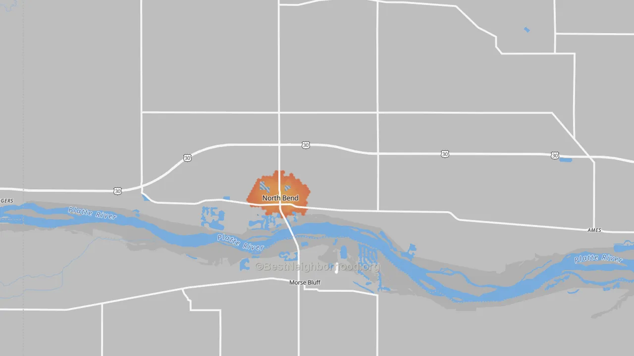 Bike Grade map of North Bend, NE