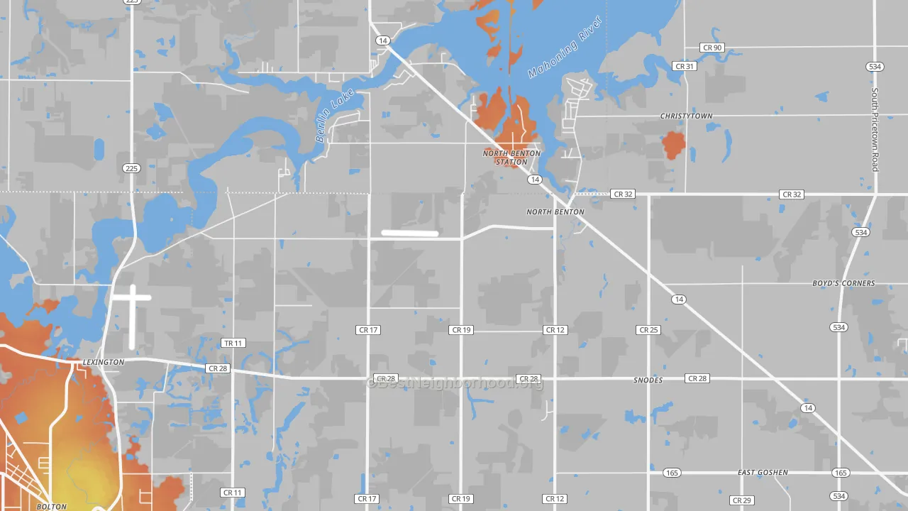 Bike Grade map of North Benton, OH