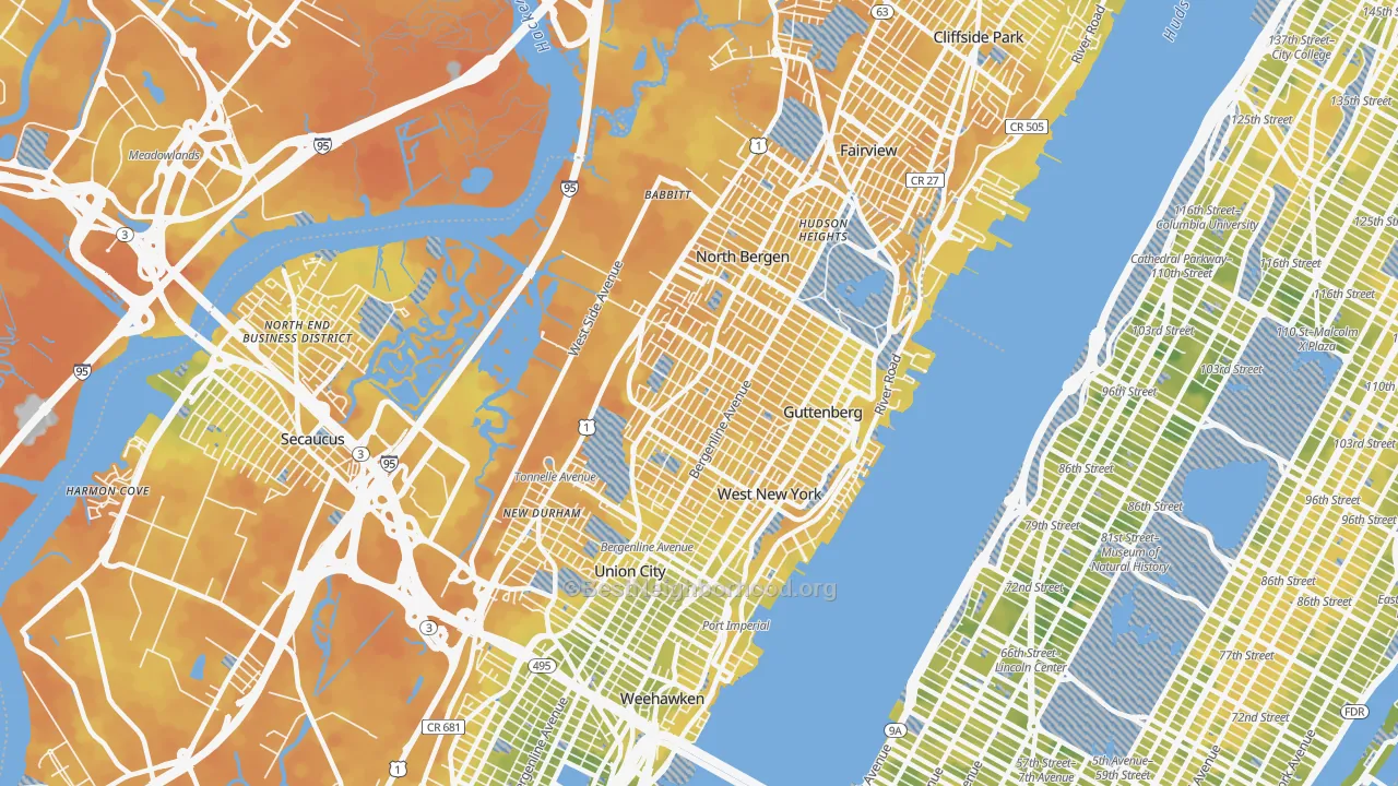 Bike Grade map of North Bergen, NJ