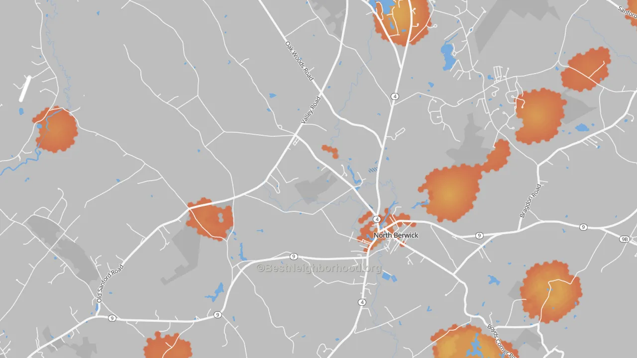 Bike Grade map of North Berwick, ME