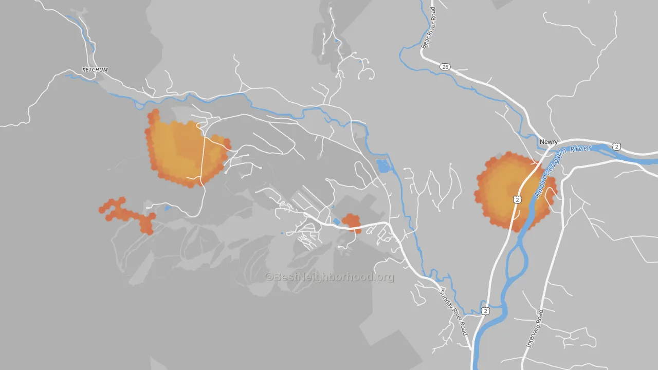 Bike Grade map of North Bethel, ME