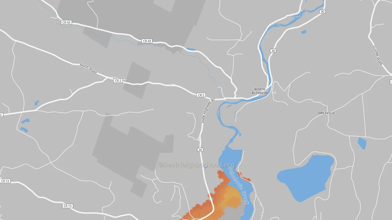 Bike Grade map of North Blenheim, NY