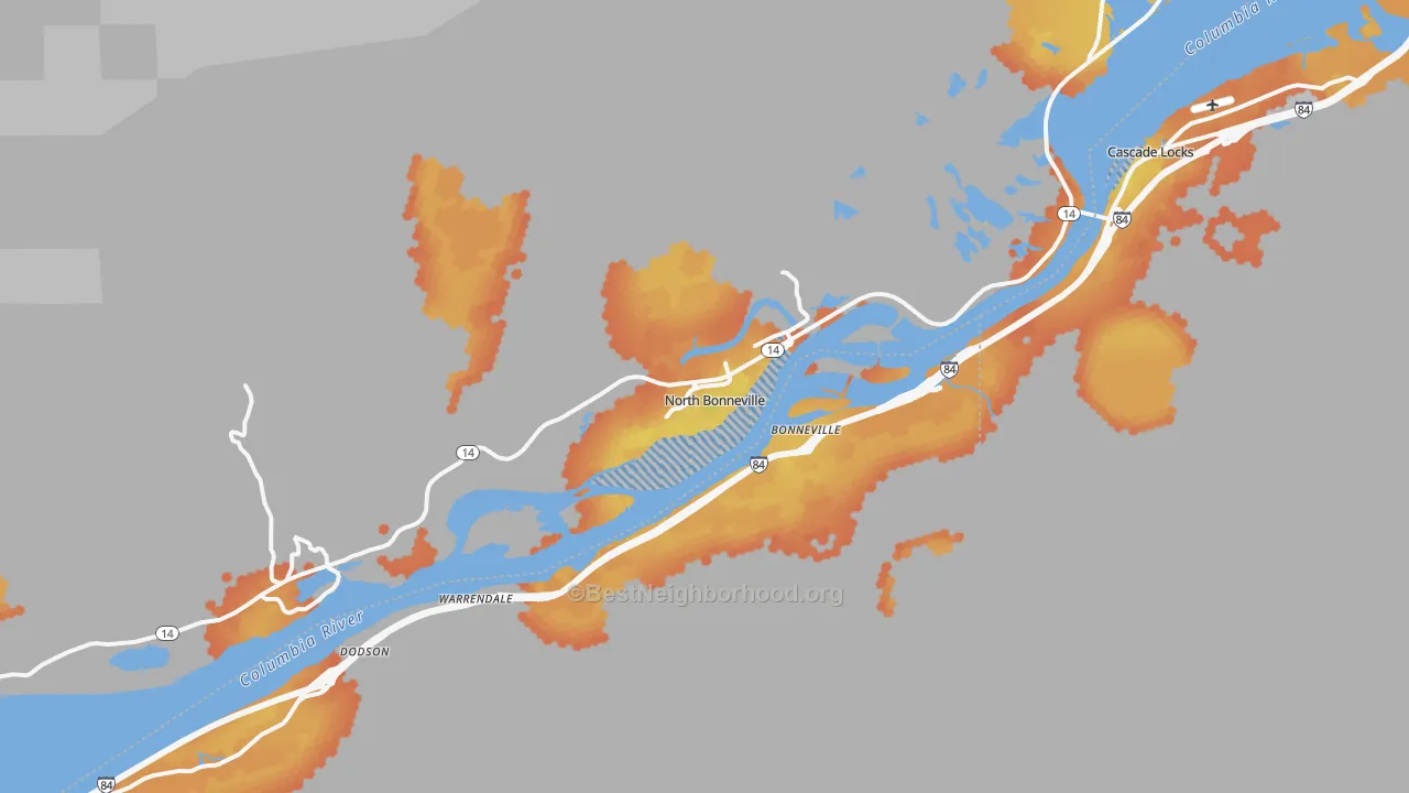 Bike Grade map of North Bonneville, WA