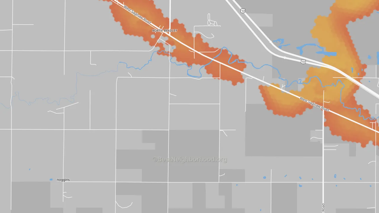 Bike Grade map of North Bradley, MI