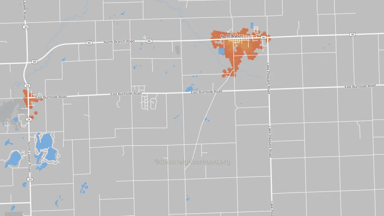 Bike Grade map of North Branch, MI