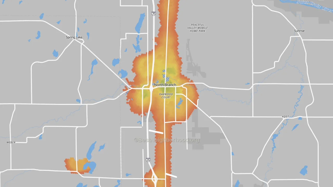 Bike Grade map of North Branch, MN