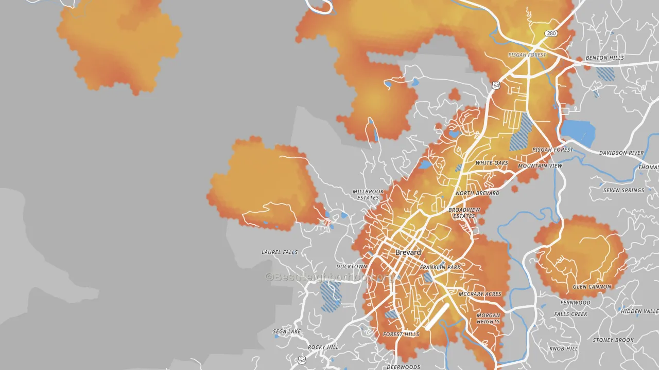 Bike Grade map of North Brevard, NC