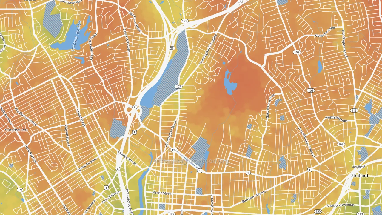 Bike Grade map of North Bridgeport, Bridgeport, CT