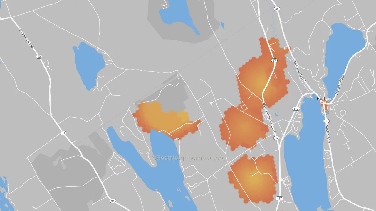 Bike Grade map of North Bridgton, ME