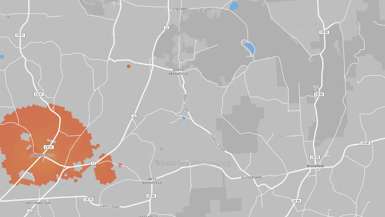 Bike Grade map of North Brookfield, NY