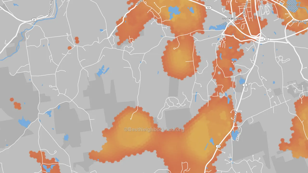 Bike Grade map of North Brookline, NH