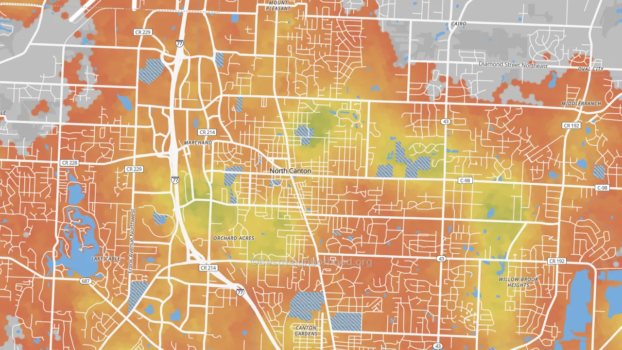 Bike Grade map of North Canton, OH