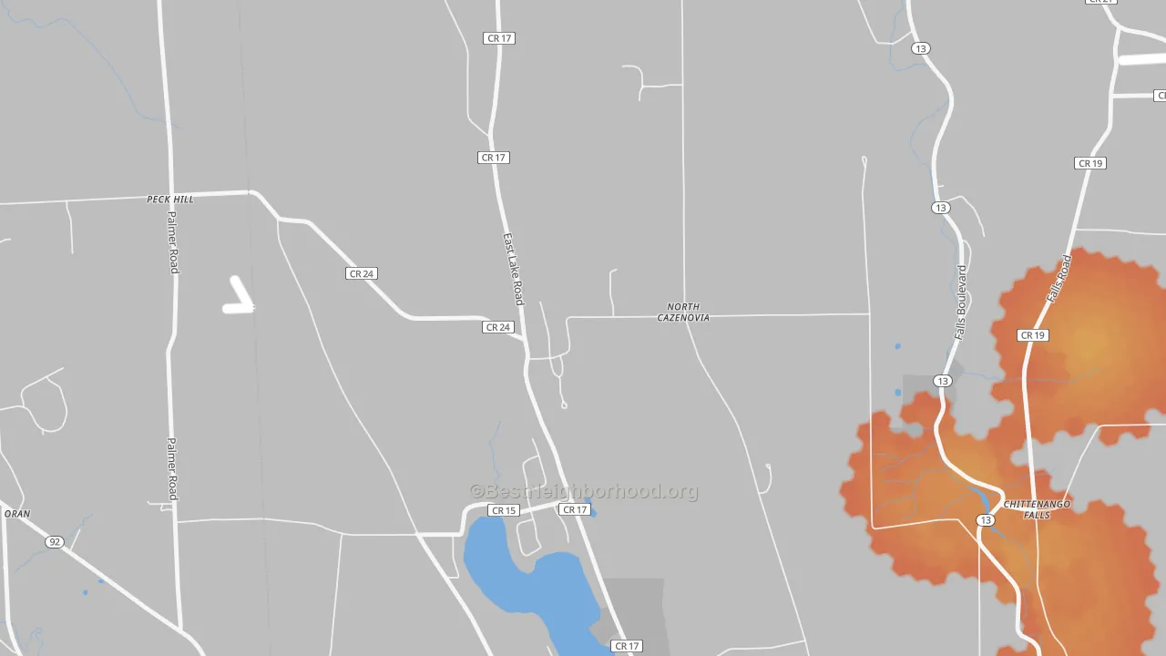 Bike Grade map of North Cazenovia, NY