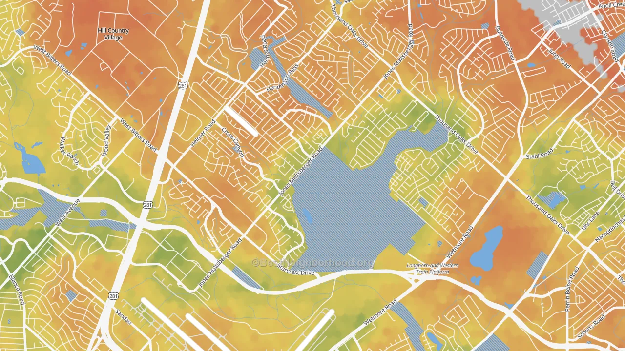 Bike Grade map of North Central Heritage, San Antonio, TX