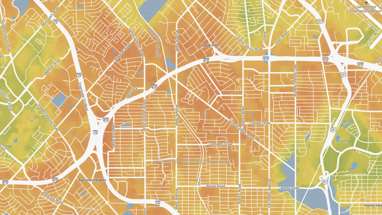 Bike Grade map of North Central, San Antonio, TX