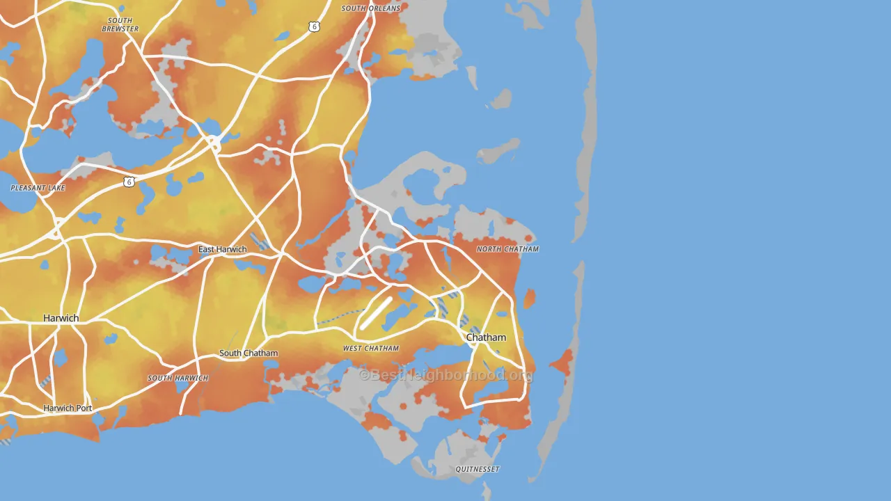 Bike Grade map of North Chatham, MA