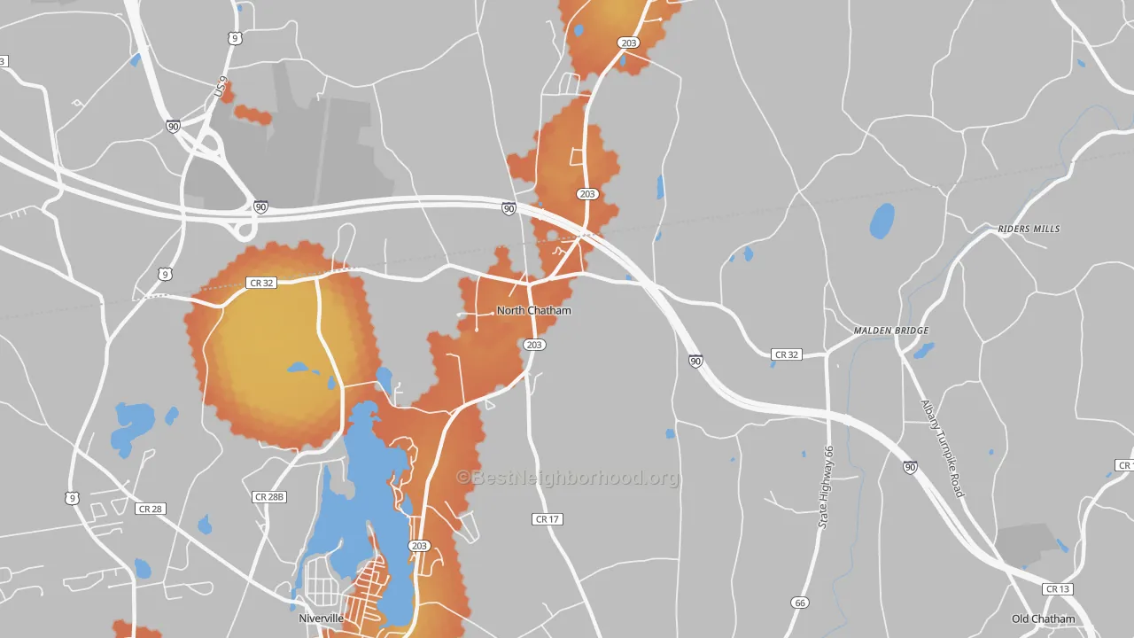 Bike Grade map of North Chatham, NY