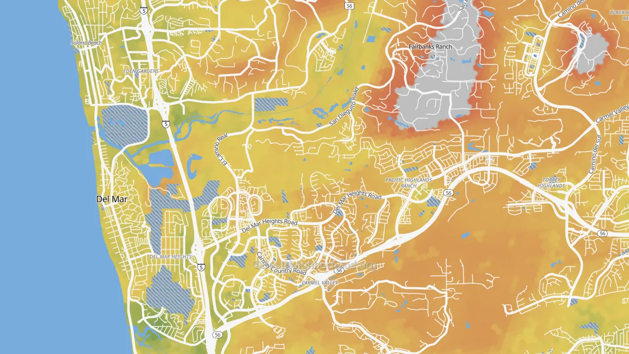 Bike Grade map of North City, San Diego, CA