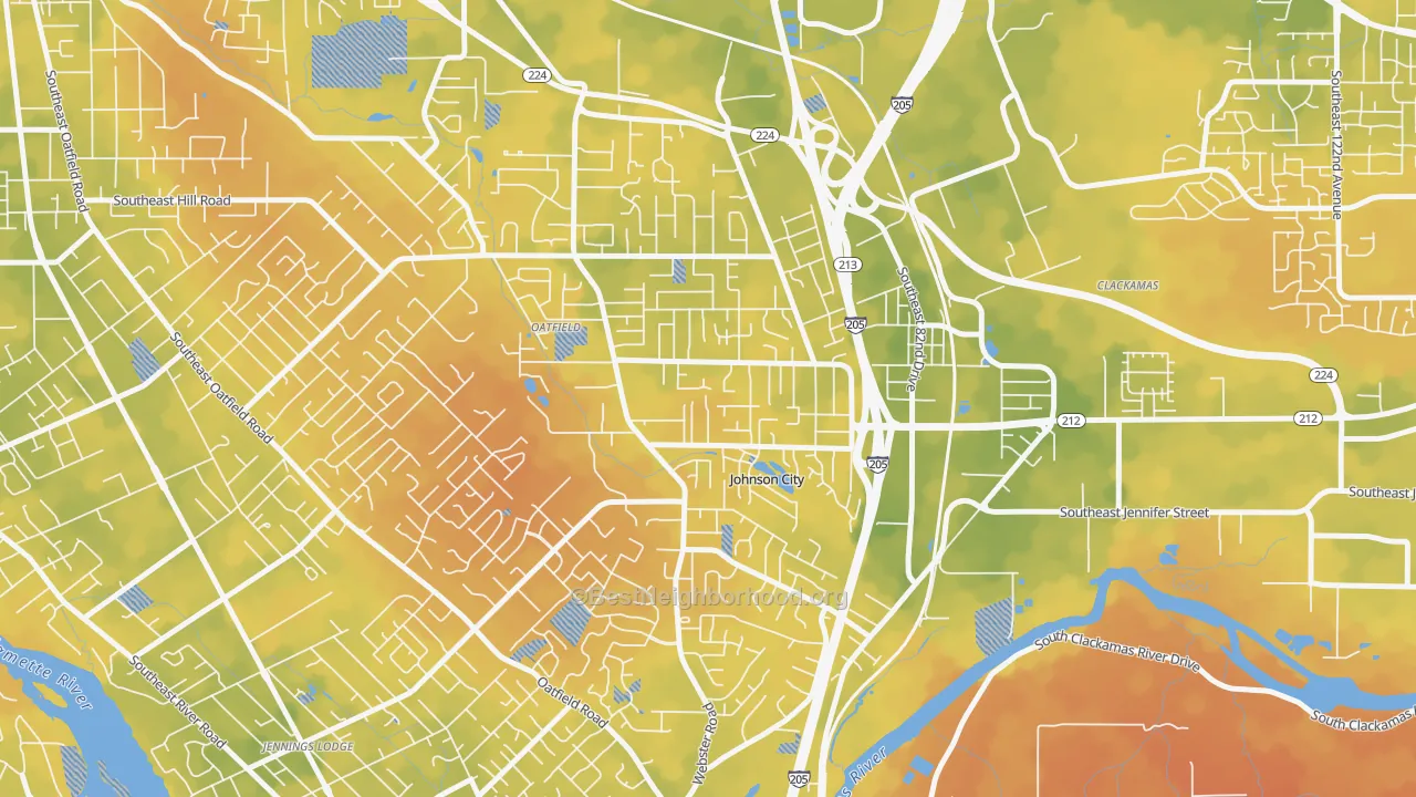 Bike Grade map of North Clackamas, Oatfield, OR