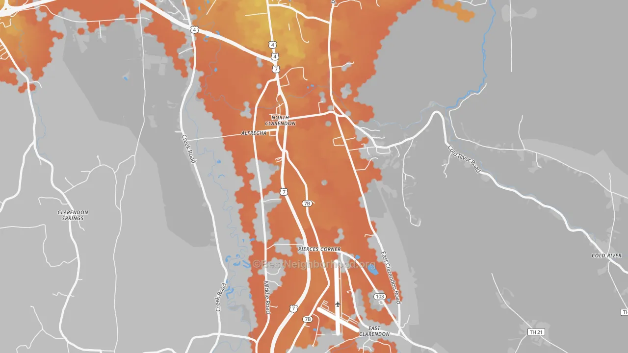 Bike Grade map of North Clarendon, VT