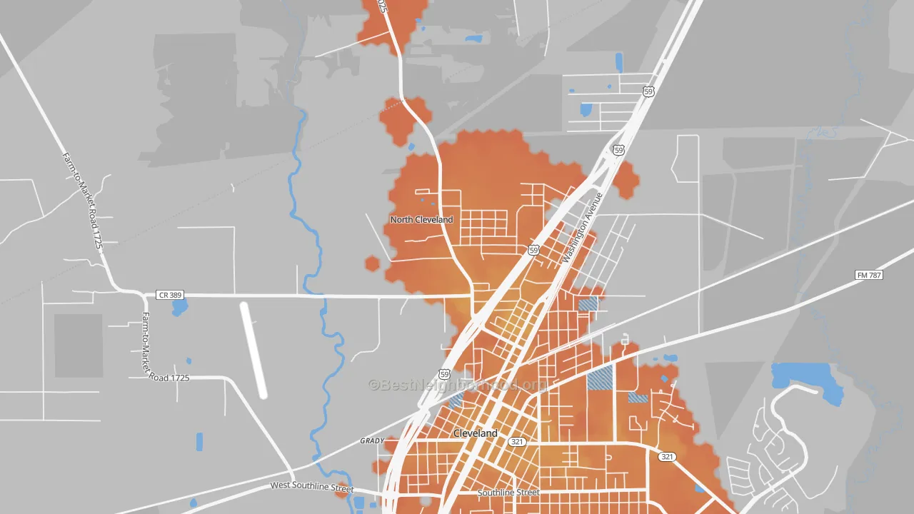 Bike Grade map of North Cleveland, TX