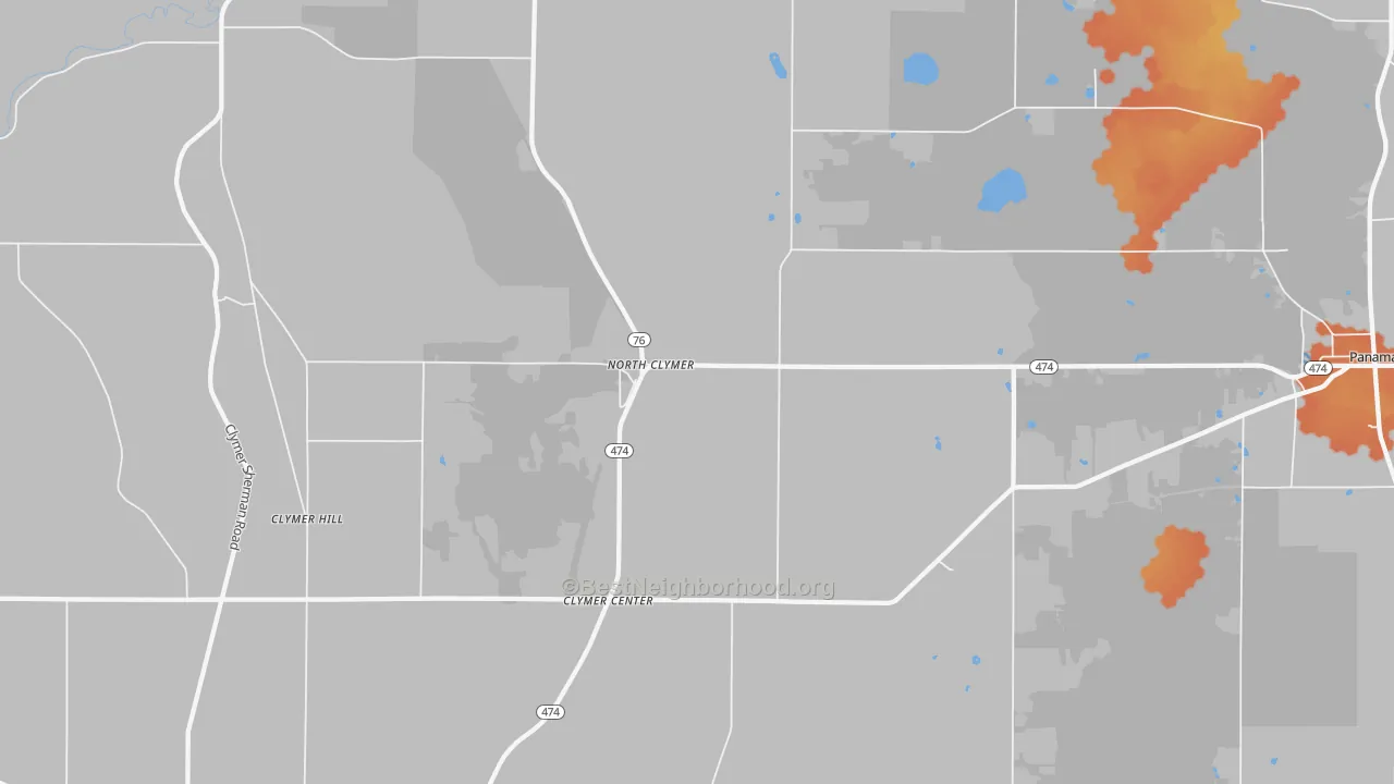 Bike Grade map of North Clymer, NY