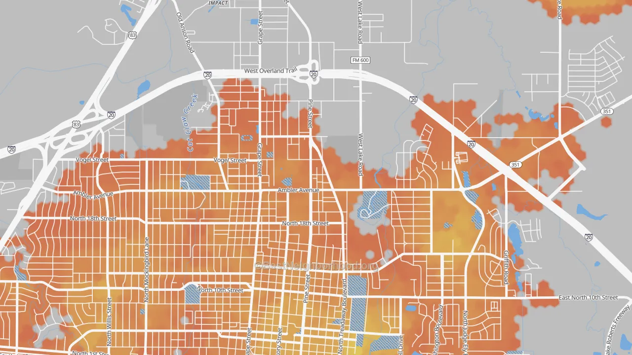 Bike Grade map of North College, Abilene, TX
