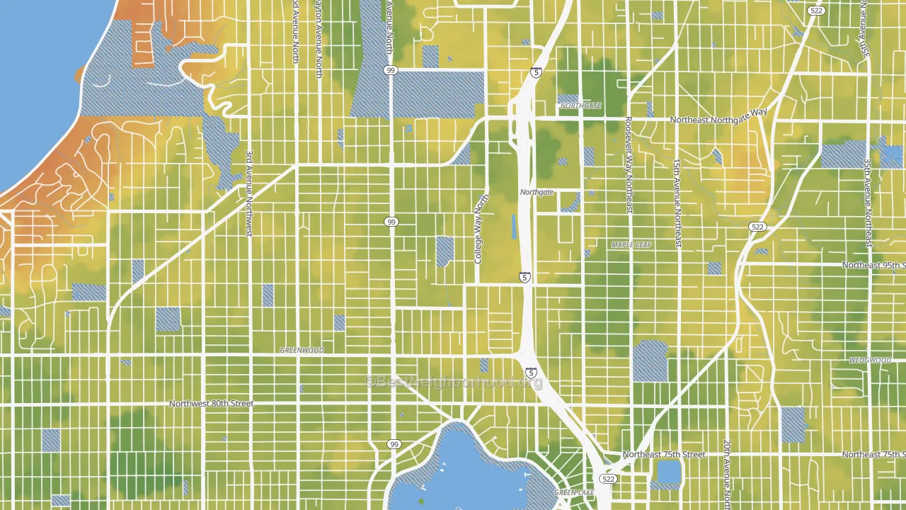 Bike Grade map of North College Park, Seattle, WA