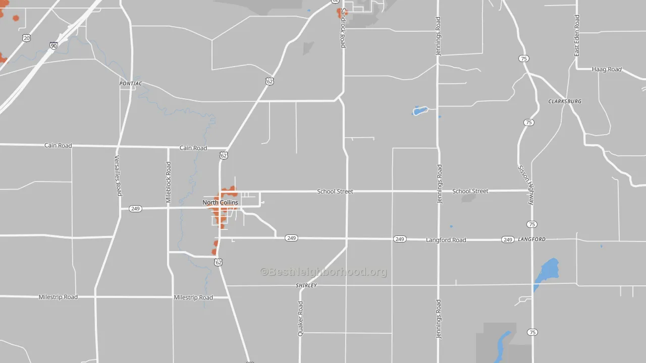 Bike Grade map of North Collins, NY