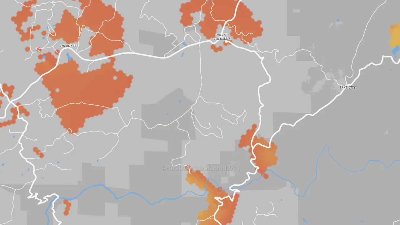Bike Grade map of North Columbia, CA